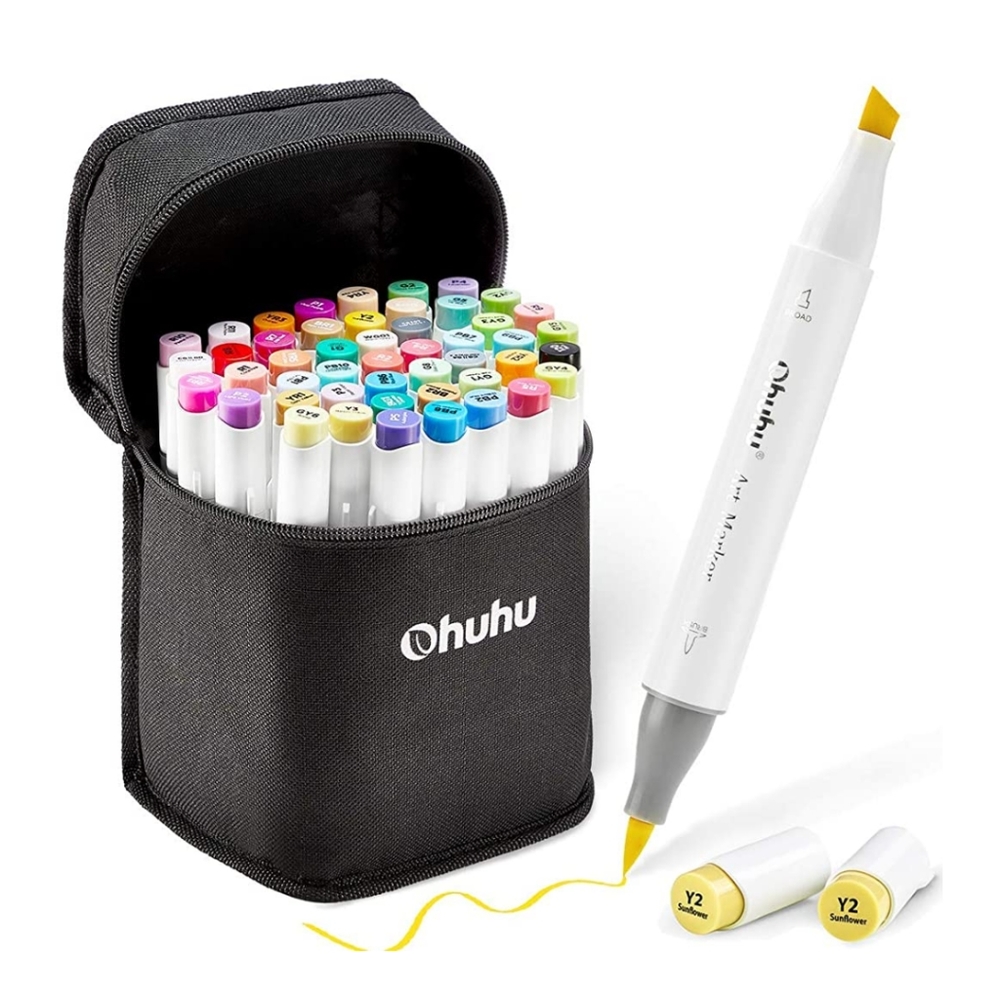 Ohuhu 48 Colors Brush and Chisel Tip